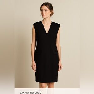Banana Republic Black Wool Blend Sleeveless Shift Dress Size S